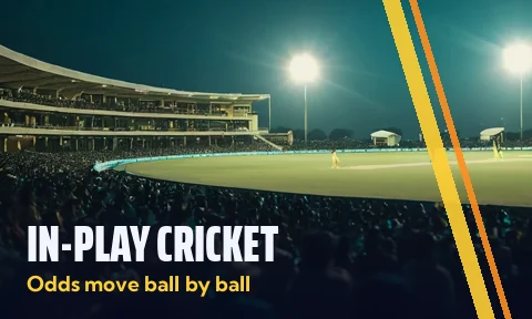 In-Play Cricket tile, odds move ball by ball