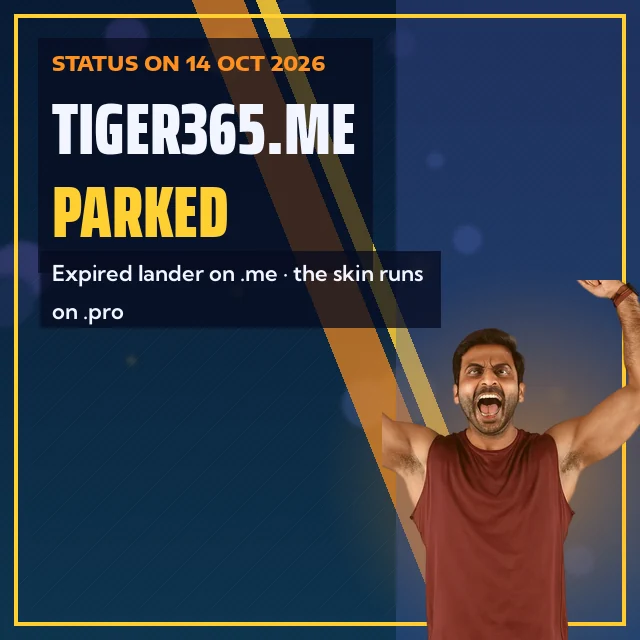 tiger365.me Parked card: Expired lander on .me, the skin runs on .pro
